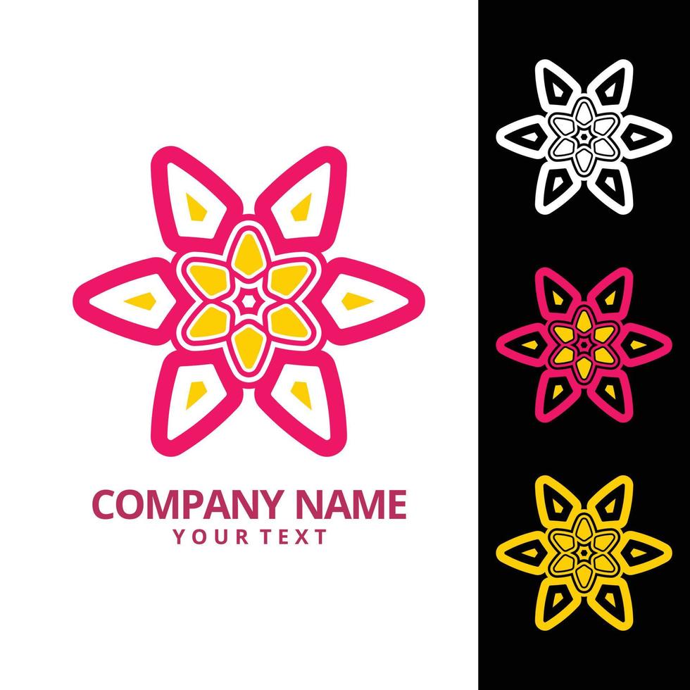 modern blomma form logotyp med runda mönster vektor