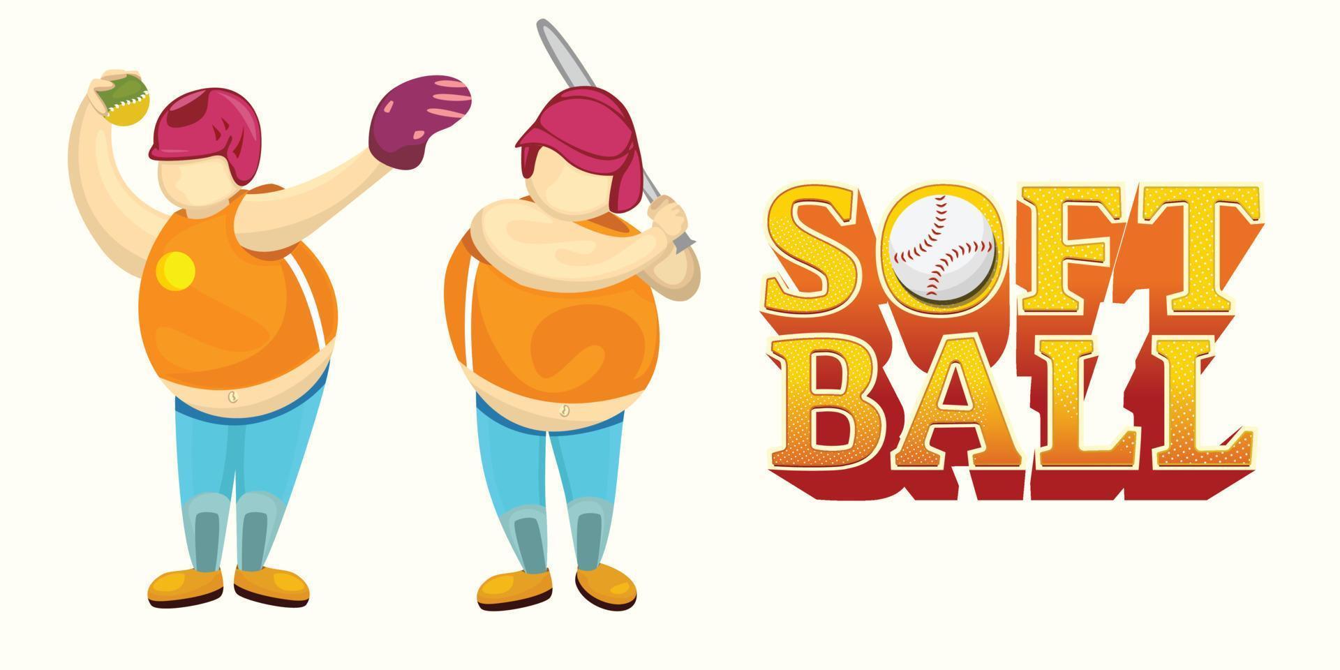 mallar, karaktärer och logotyper för softball, vektor premium