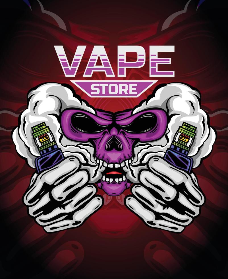 ein Community- oder Vape-Shop-Logo mit einer eleganten und coolen Totenkopfform vektor