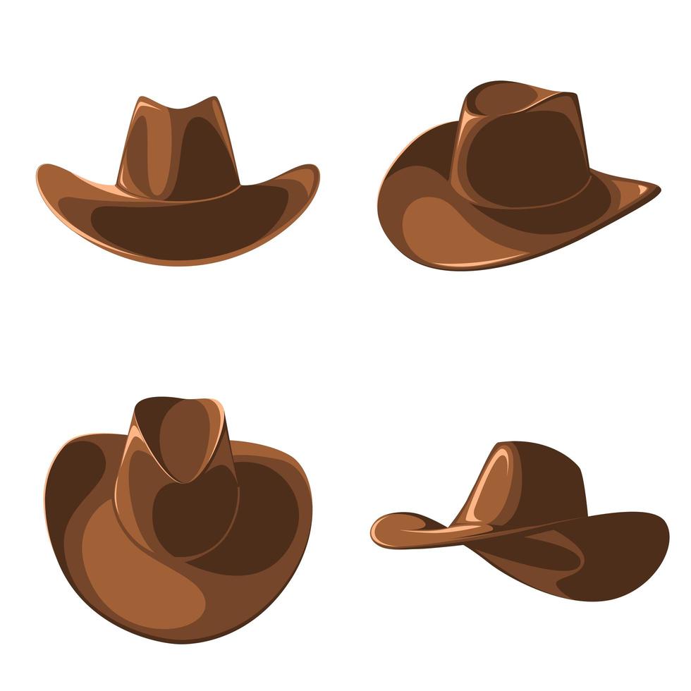 uppsättning tecknad stil cowboyhattar vektor
