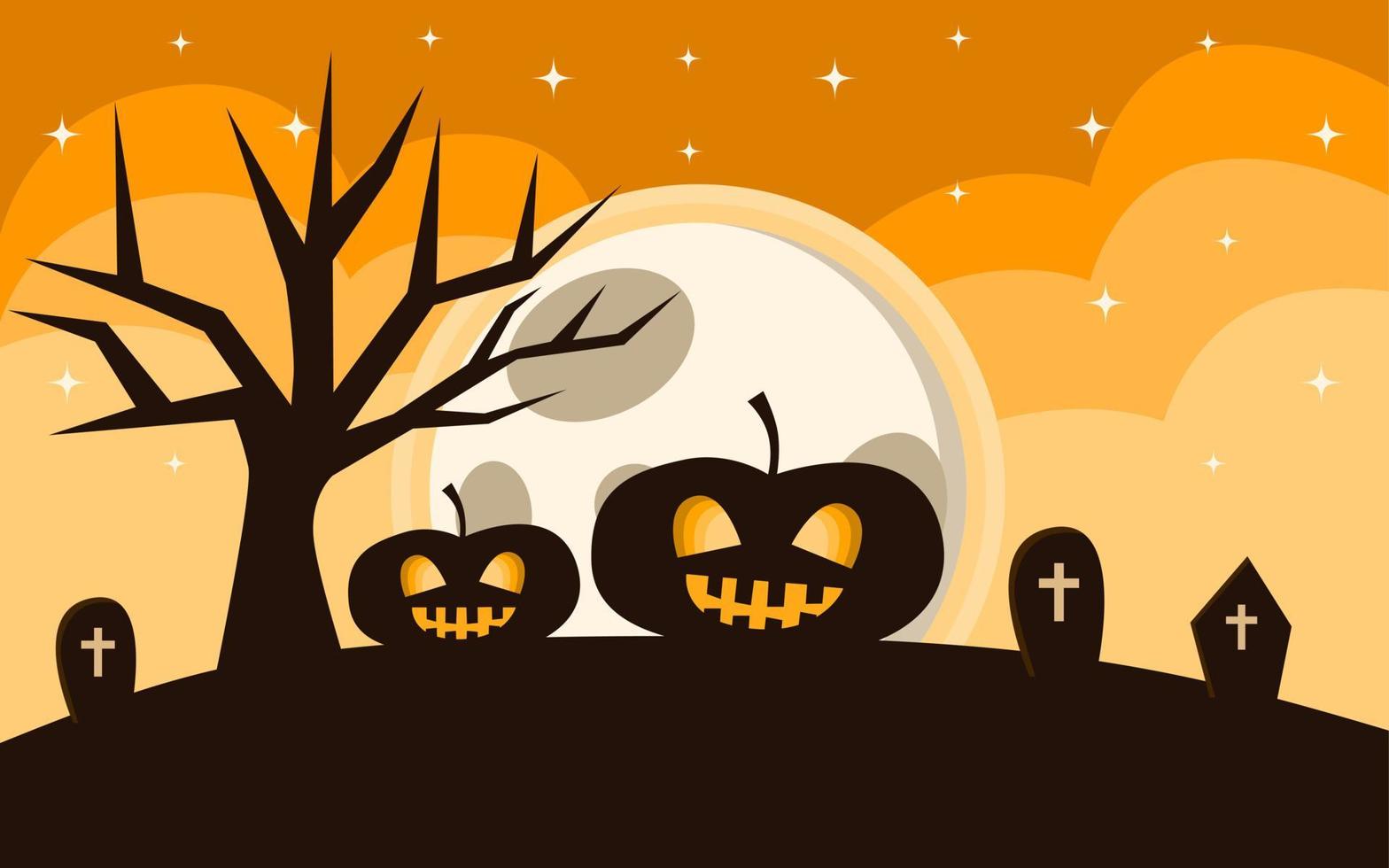Happy Halloween Hintergrunddesign mit oranger Farbe für Cover, Banner und mehr vektor
