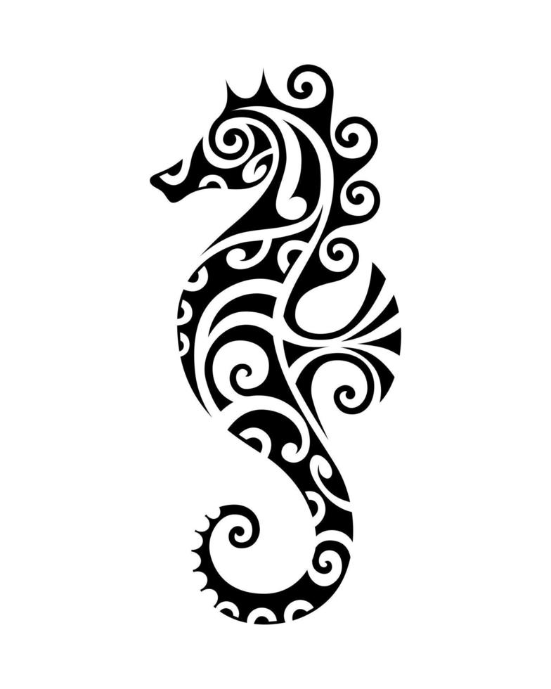 Seepferdchen-Vektor-Illustration Tätowierung im Maori-Stil. vektor