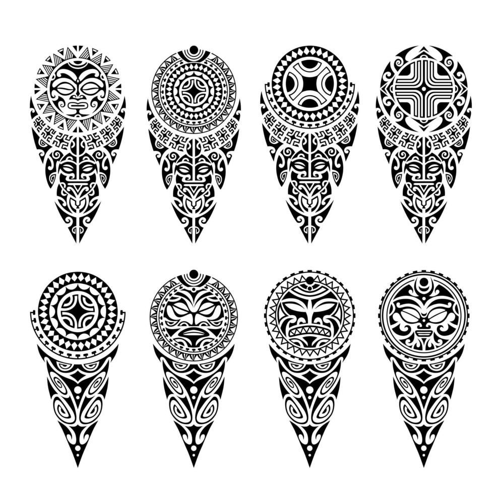 satz tattoo-skizze maori-stil für bein oder schulter. vektor