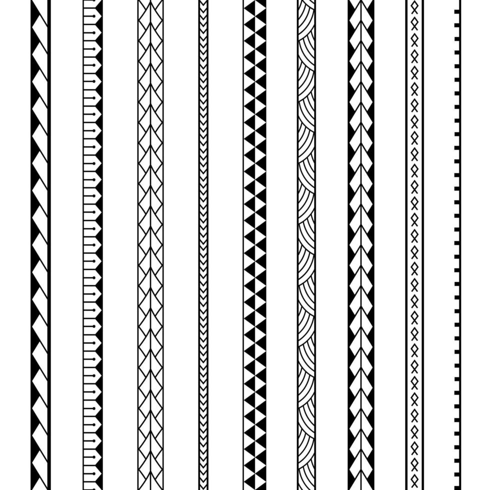 maori polynesiska tribal geometriska sömlösa vektor mönster set.