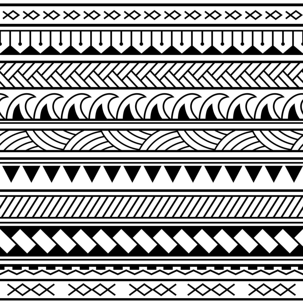 maori polynesiska tribal geometriska sömlösa vektor mönster set.