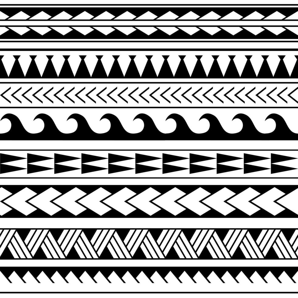 maori polynesiska tribal geometriska sömlösa vektor mönster set.