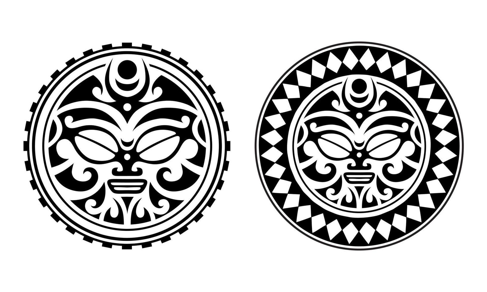 uppsättning av runda maori tatuering prydnad. afrikansk, maya, aztekisk, etnisk, tribal stil. vektor