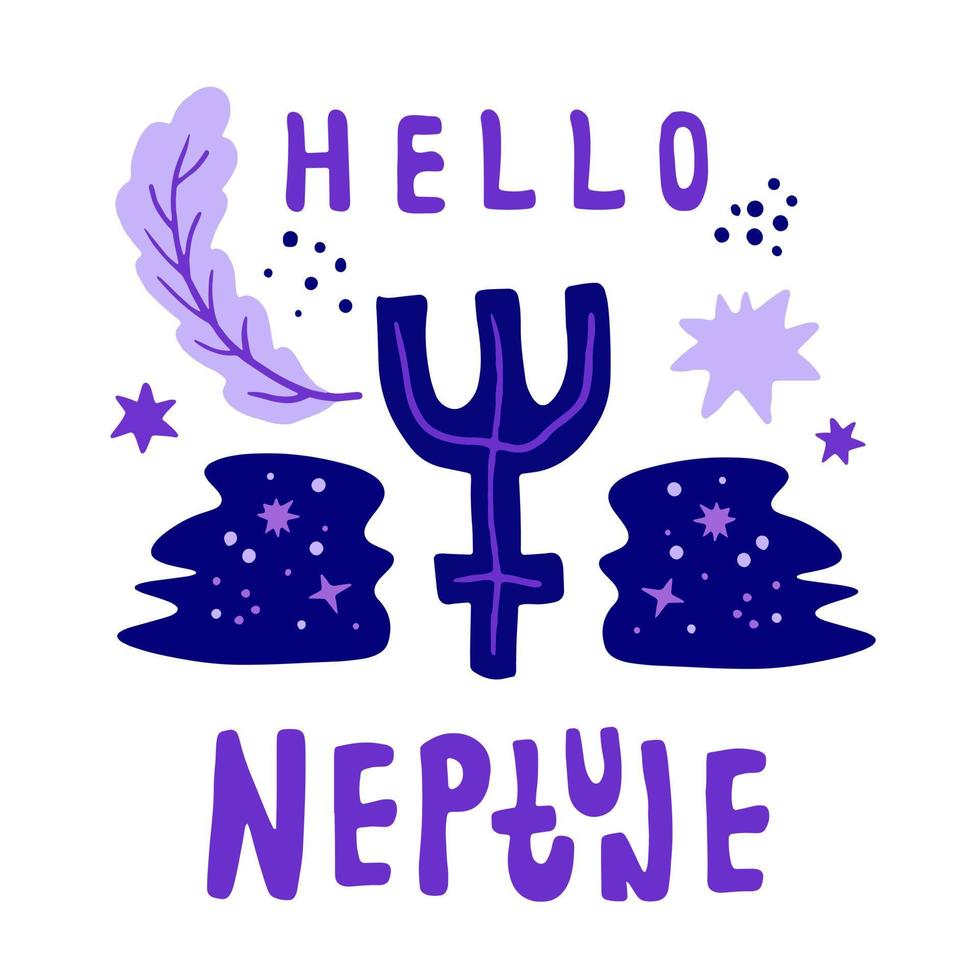 Astrologie Symbol Neptun Druckkunst mit Text vektor