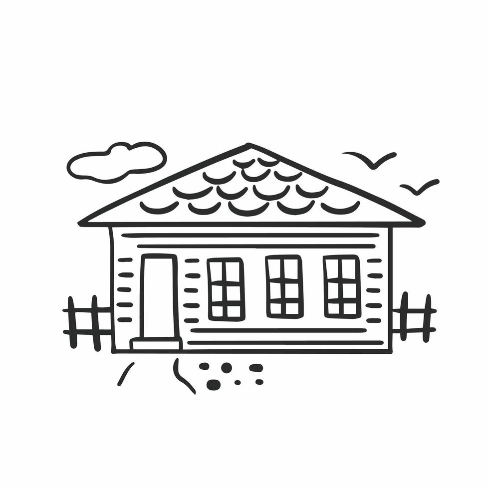 einfache Doodle-Landhauskunst vektor