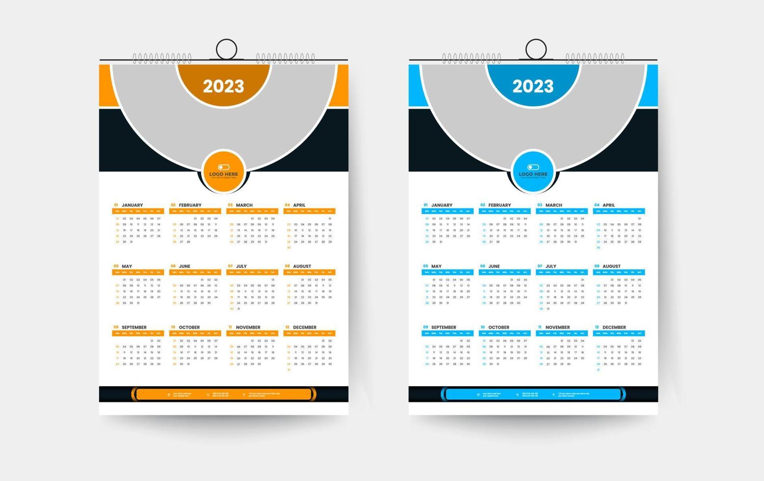 2023 en sidas väggkalender designmall vektor