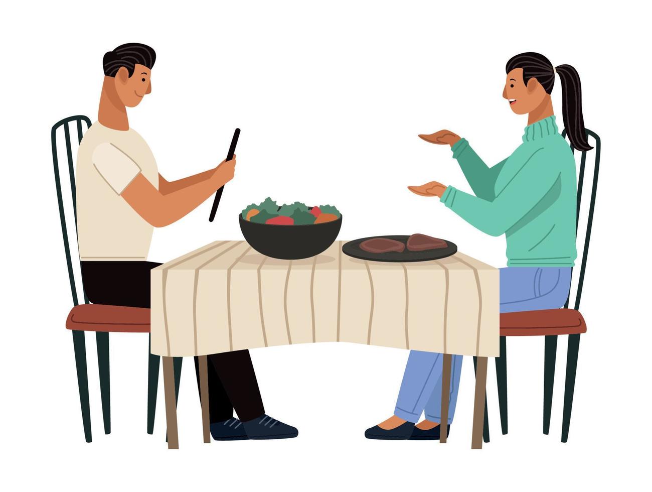 Paar beim Essen im Restaurant vektor