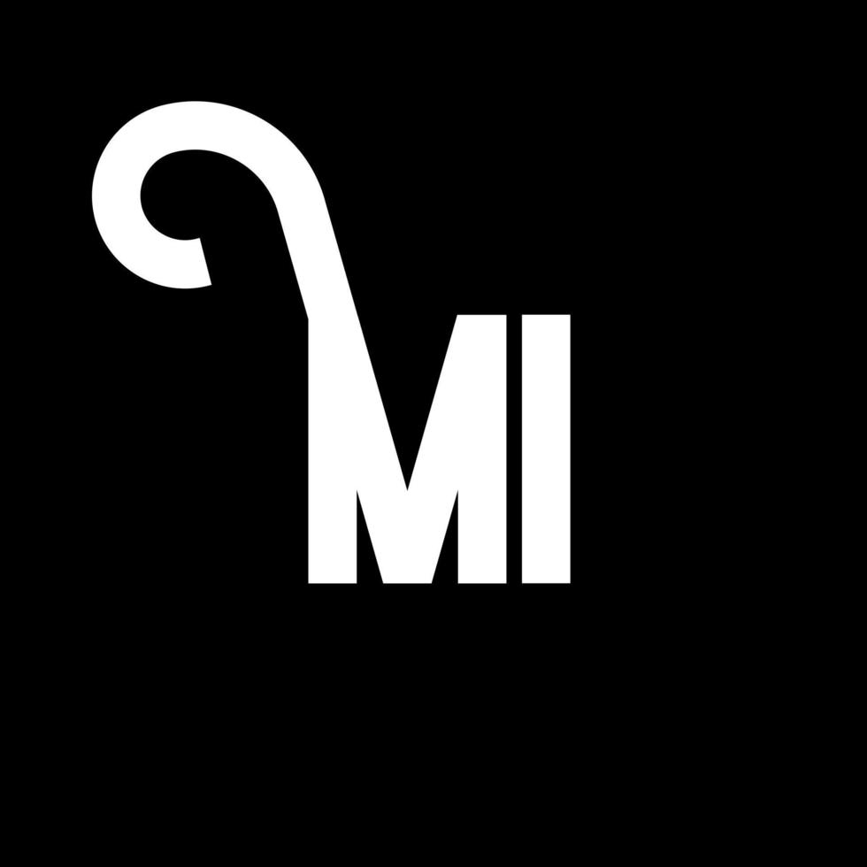 mi letter logotyp design. initialbokstäver mi logotypikon. abstrakt bokstav mi minimal logotyp formgivningsmall. mi brev design vektor med svarta färger. mi logotyp