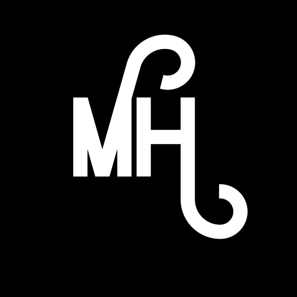 mh bokstavslogotypdesign. initiala bokstäver mh logotyp ikon. abstrakt bokstav mh minimal logotyp formgivningsmall. mh bokstav design vektor med svarta färger. mh logotyp