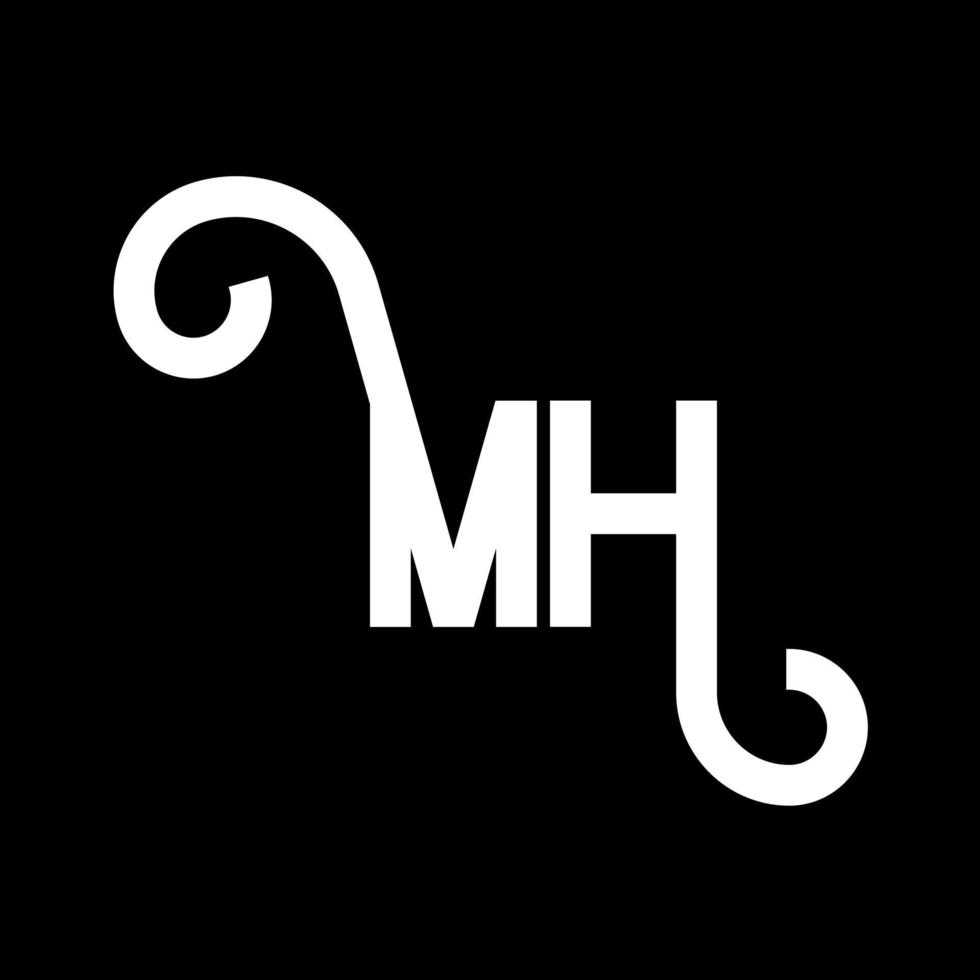 mh bokstavslogotypdesign. initiala bokstäver mh logotyp ikon. abstrakt bokstav mh minimal logotyp formgivningsmall. mh bokstav design vektor med svarta färger. mh logotyp