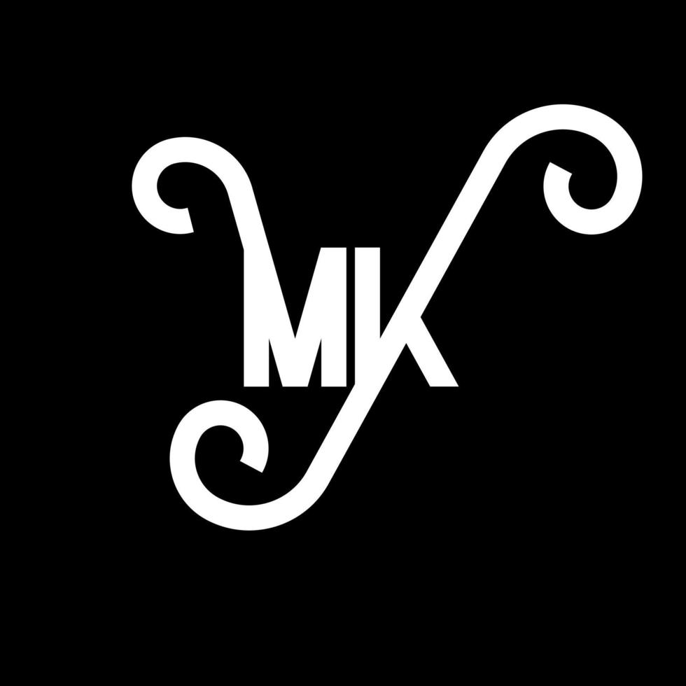 mk brev logotyp design. initiala bokstäver mk logotyp ikon. abstrakt bokstav mk minimal logotyp formgivningsmall. mk brev design vektor med svarta färger. mk logotyp