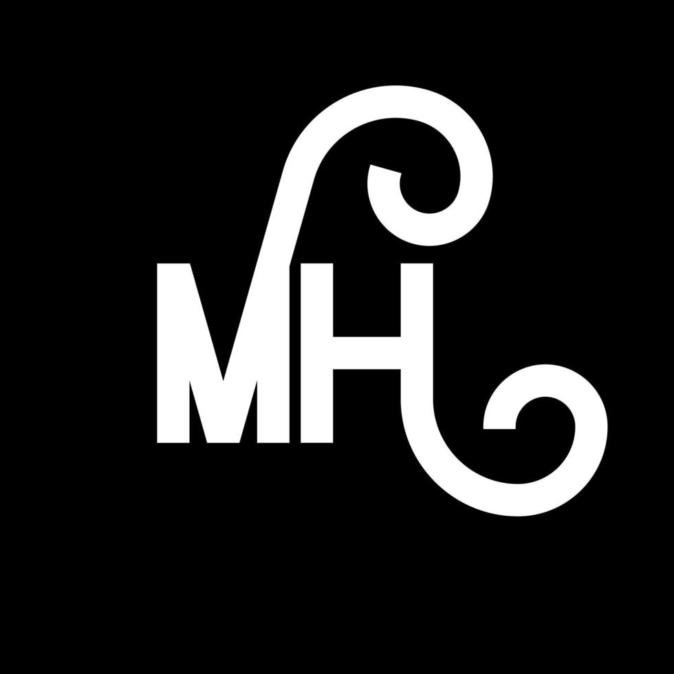 mh bokstavslogotypdesign. initiala bokstäver mh logotyp ikon. abstrakt bokstav mh minimal logotyp formgivningsmall. mh bokstav design vektor med svarta färger. mh logotyp