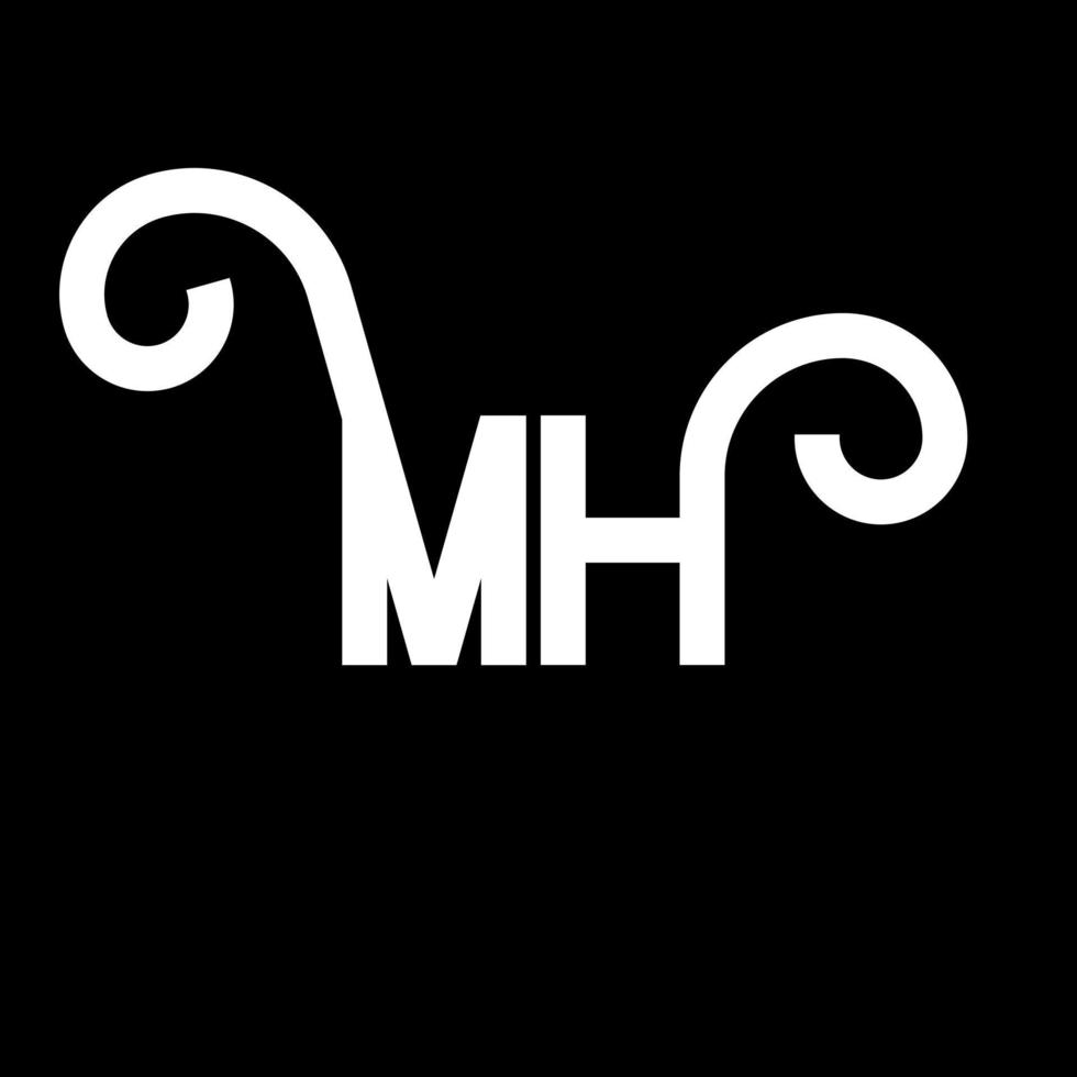 mh bokstavslogotypdesign. initiala bokstäver mh logotyp ikon. abstrakt bokstav mh minimal logotyp formgivningsmall. mh bokstav design vektor med svarta färger. mh logotyp