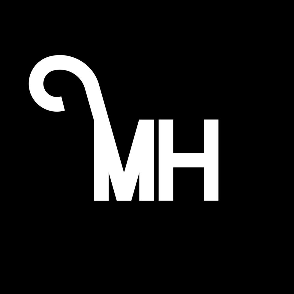 mh bokstavslogotypdesign. initiala bokstäver mh logotyp ikon. abstrakt bokstav mh minimal logotyp formgivningsmall. mh bokstav design vektor med svarta färger. mh logotyp