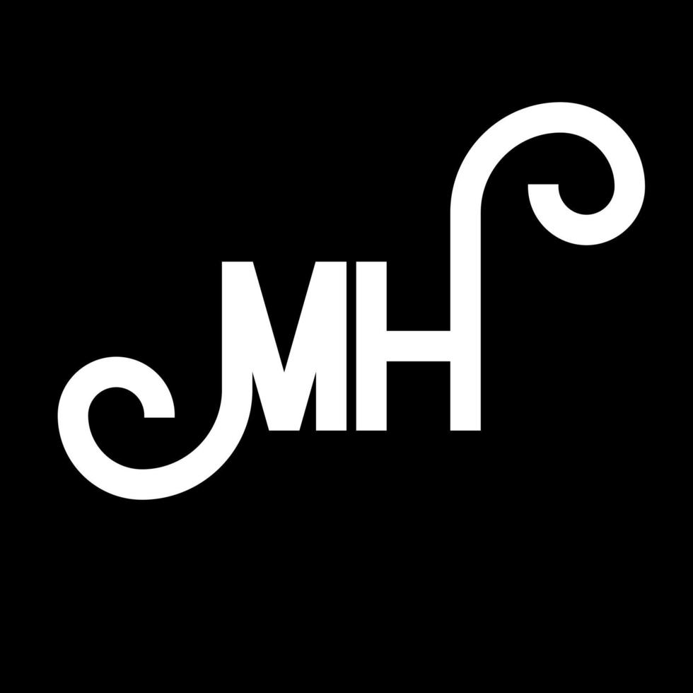 mh bokstavslogotypdesign. initiala bokstäver mh logotyp ikon. abstrakt bokstav mh minimal logotyp formgivningsmall. mh bokstav design vektor med svarta färger. mh logotyp