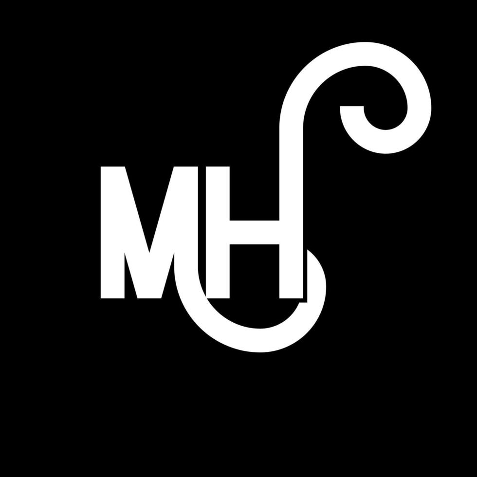 mh bokstavslogotypdesign. initiala bokstäver mh logotyp ikon. abstrakt bokstav mh minimal logotyp formgivningsmall. mh bokstav design vektor med svarta färger. mh logotyp