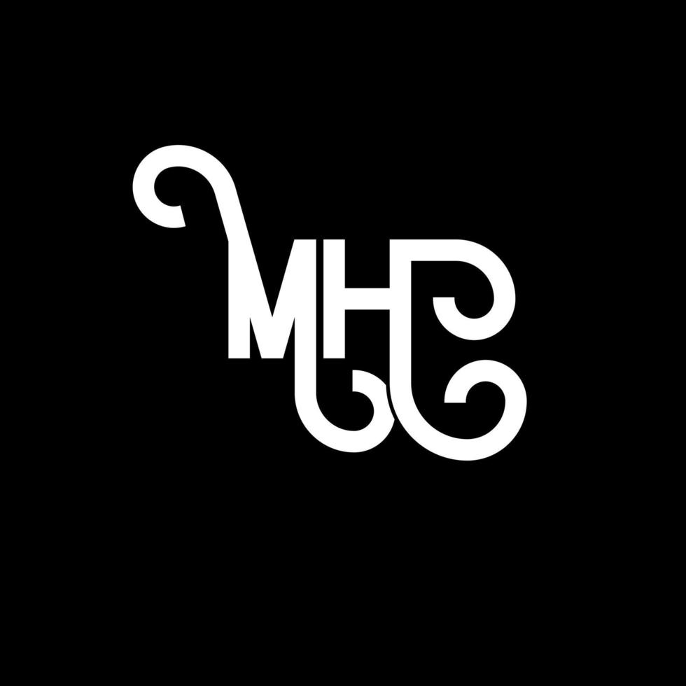 mh bokstavslogotypdesign. initiala bokstäver mh logotyp ikon. abstrakt bokstav mh minimal logotyp formgivningsmall. mh bokstav design vektor med svarta färger. mh logotyp