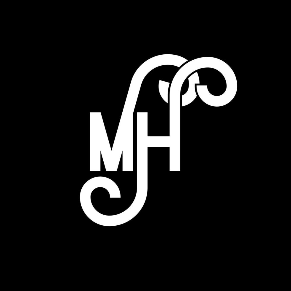 mh bokstavslogotypdesign. initiala bokstäver mh logotyp ikon. abstrakt bokstav mh minimal logotyp formgivningsmall. mh bokstav design vektor med svarta färger. mh logotyp