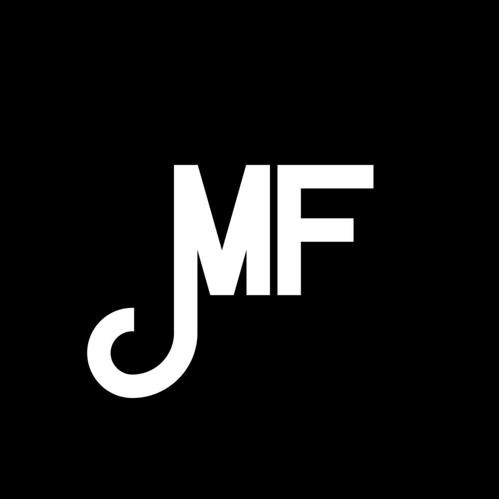 mf brev logotyp design. initiala bokstäver mf logotyp ikon. abstrakt bokstav mf minimal logotyp formgivningsmall. mf brev design vektor med svarta färger. mf logotyp