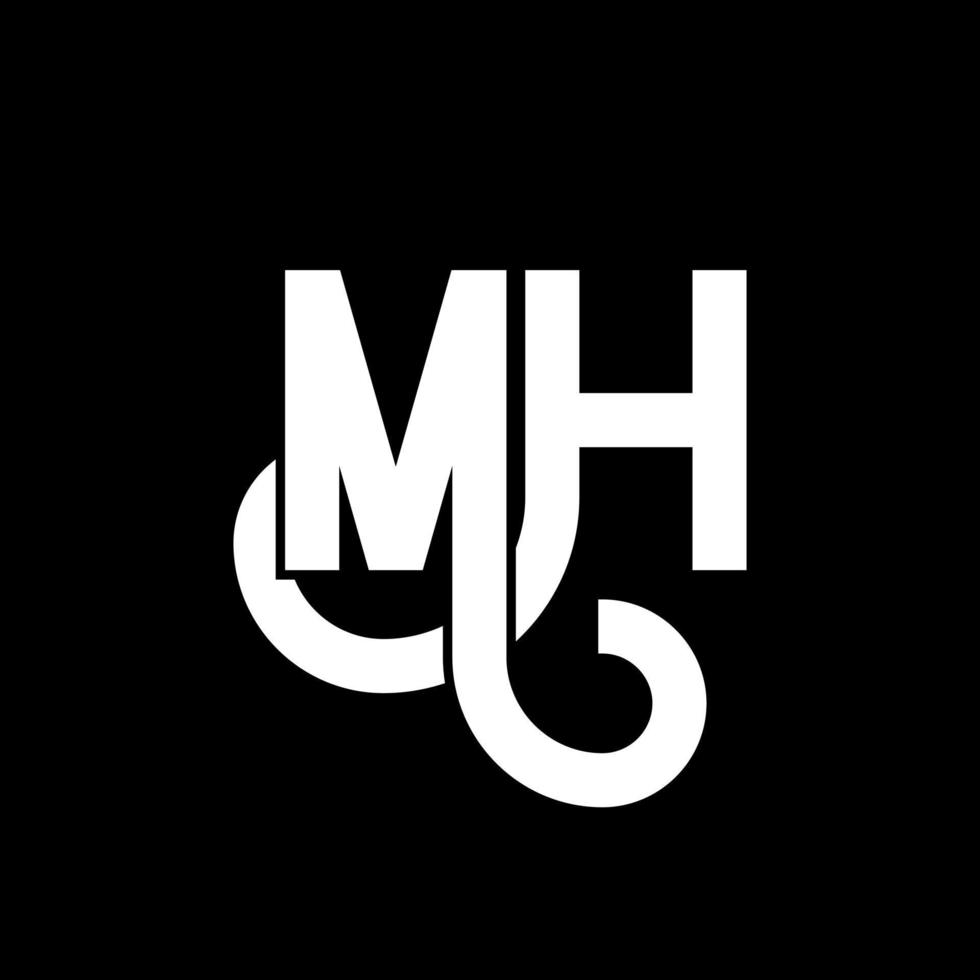 mh bokstavslogotypdesign. initiala bokstäver mh logotyp ikon. abstrakt bokstav mh minimal logotyp formgivningsmall. mh bokstav design vektor med svarta färger. mh logotyp