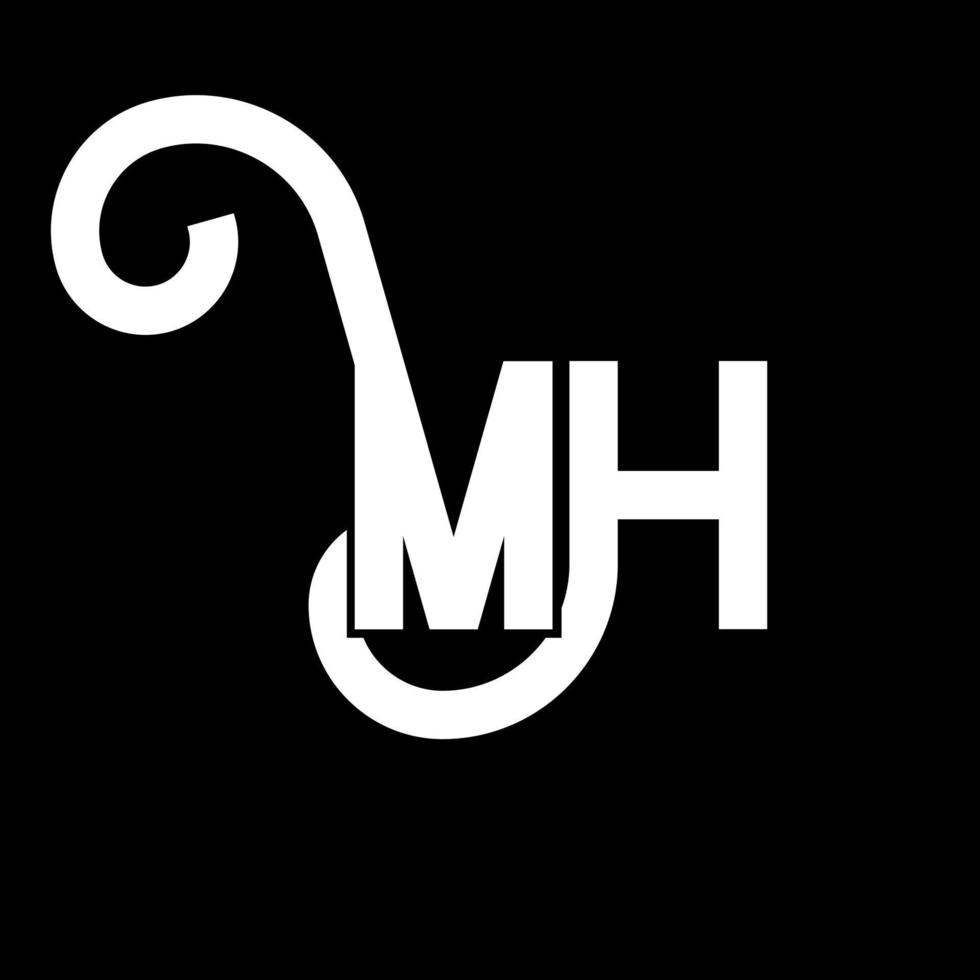 mh bokstavslogotypdesign. initiala bokstäver mh logotyp ikon. abstrakt bokstav mh minimal logotyp formgivningsmall. mh bokstav design vektor med svarta färger. mh logotyp