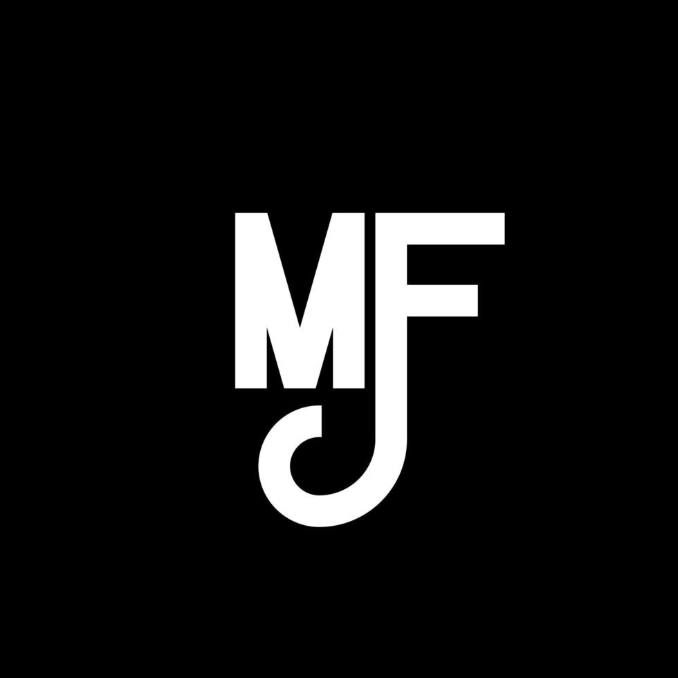 mf brev logotyp design. initiala bokstäver mf logotyp ikon. abstrakt bokstav mf minimal logotyp formgivningsmall. mf brev design vektor med svarta färger. mf logotyp