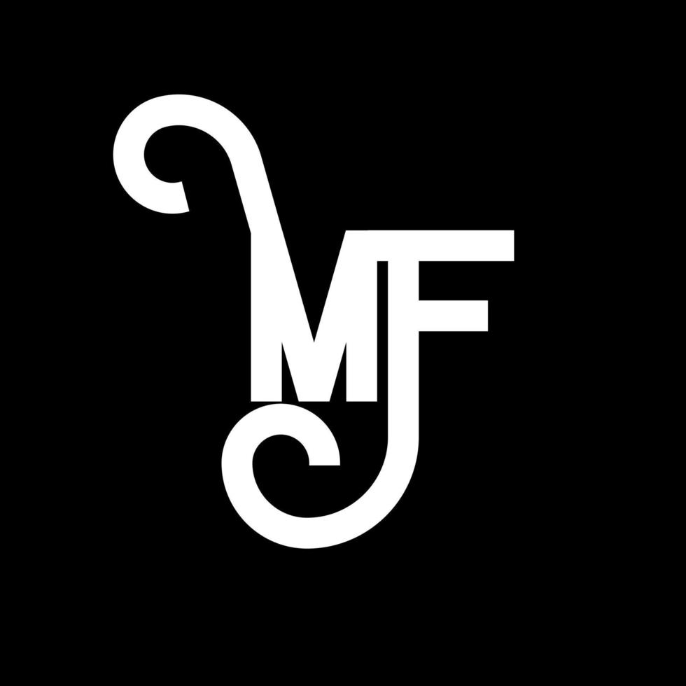 mf brev logotyp design. initiala bokstäver mf logotyp ikon. abstrakt bokstav mf minimal logotyp formgivningsmall. mf brev design vektor med svarta färger. mf logotyp