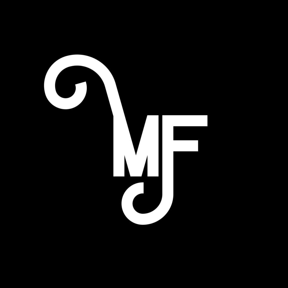 mf brev logotyp design. initiala bokstäver mf logotyp ikon. abstrakt bokstav mf minimal logotyp formgivningsmall. mf brev design vektor med svarta färger. mf logotyp