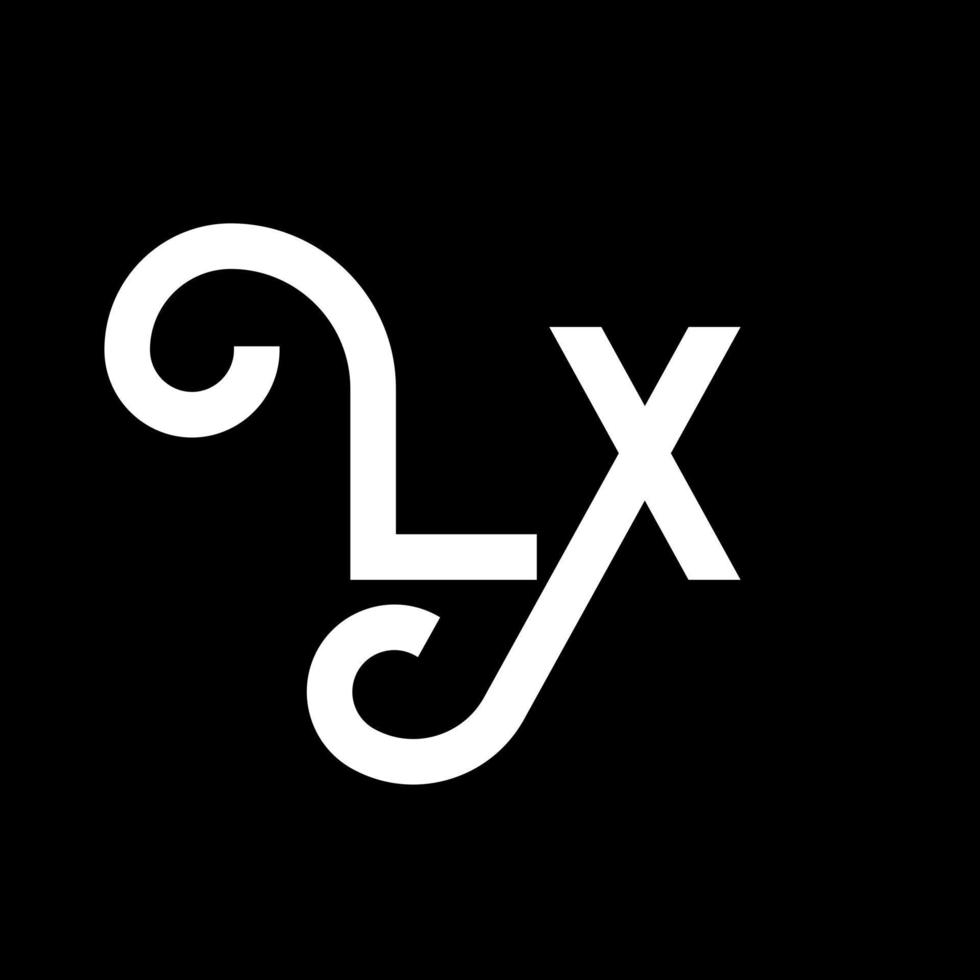 lx bokstavslogotypdesign. initiala bokstäver lx logotyp ikon. abstrakt bokstav lx minimal logotyp formgivningsmall. lx bokstav design vektor med svarta färger. lx logotyp