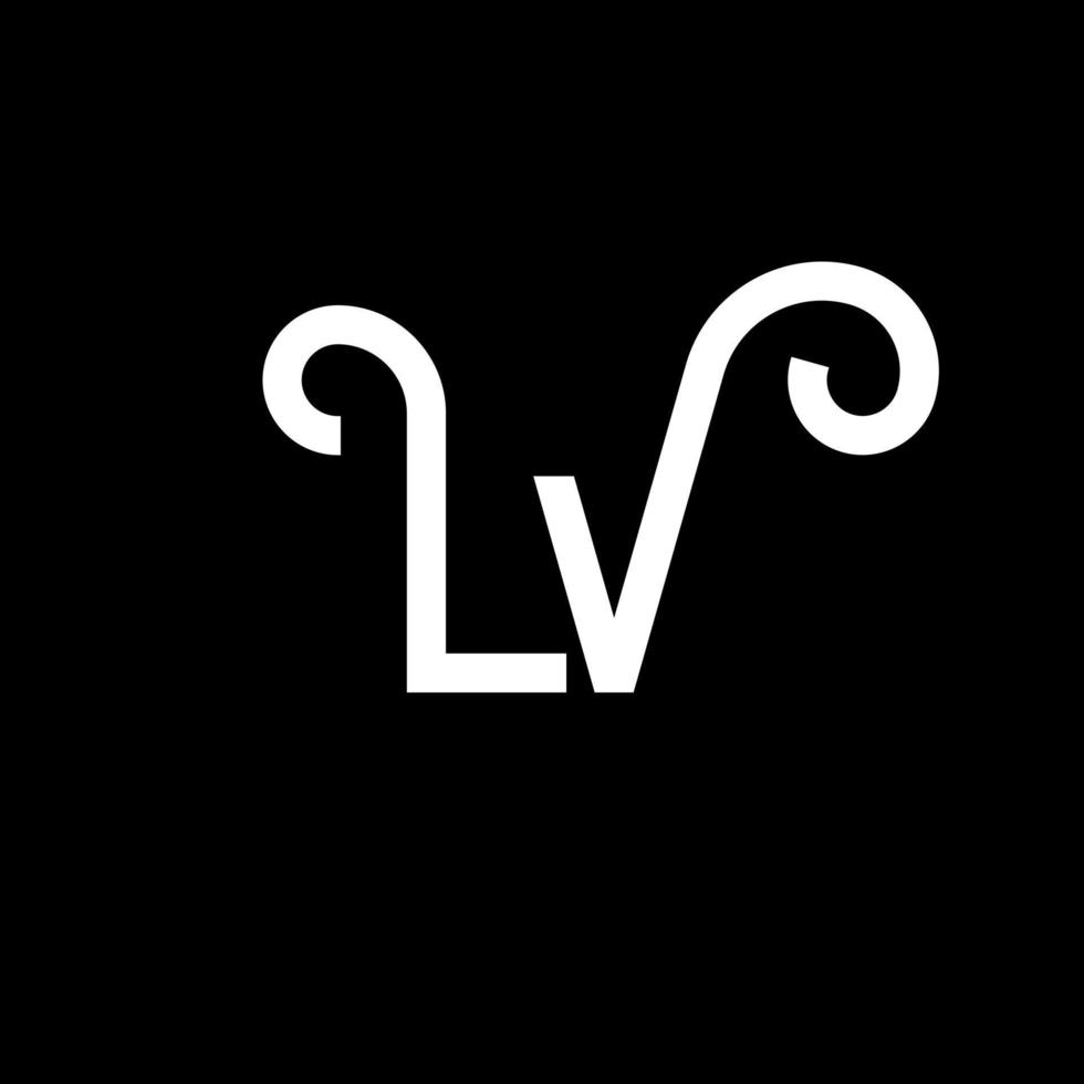 lv brev logotyp design. initiala bokstäver lv logotyp ikon. abstrakt bokstav lv minimal logotyp designmall. lv brev design vektor med svarta färger. lv logotyp