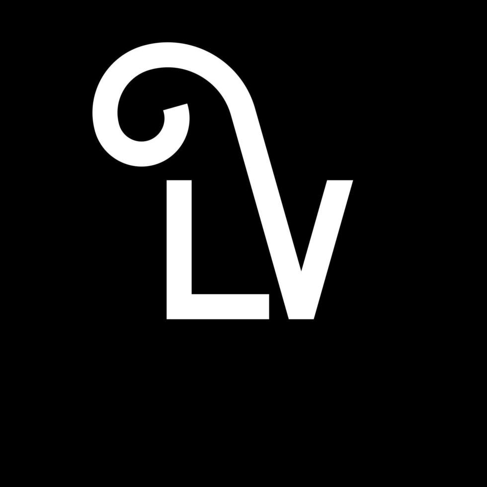 lv brev logotyp design. initiala bokstäver lv logotyp ikon. abstrakt bokstav lv minimal logotyp designmall. lv brev design vektor med svarta färger. lv logotyp