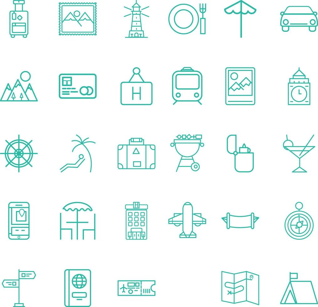 Reihe von Reise- und Tourismusskizzen-Icon-Design vektor