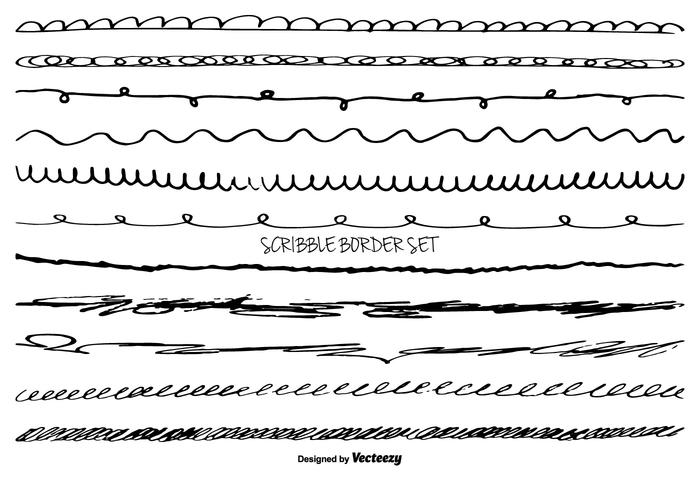 Handritad scribble stil vektor gränsuppsättning