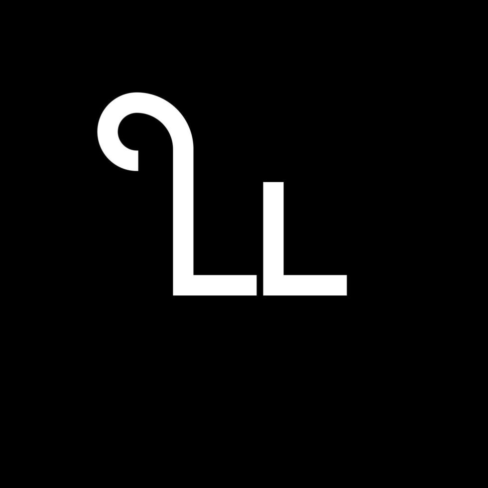 ll bokstavslogotypdesign. initiala bokstäver ll logotypikon. abstrakt bokstav ll minimal logotyp formgivningsmall. ll bokstavsdesignvektor med svarta färger. ll logotyp vektor