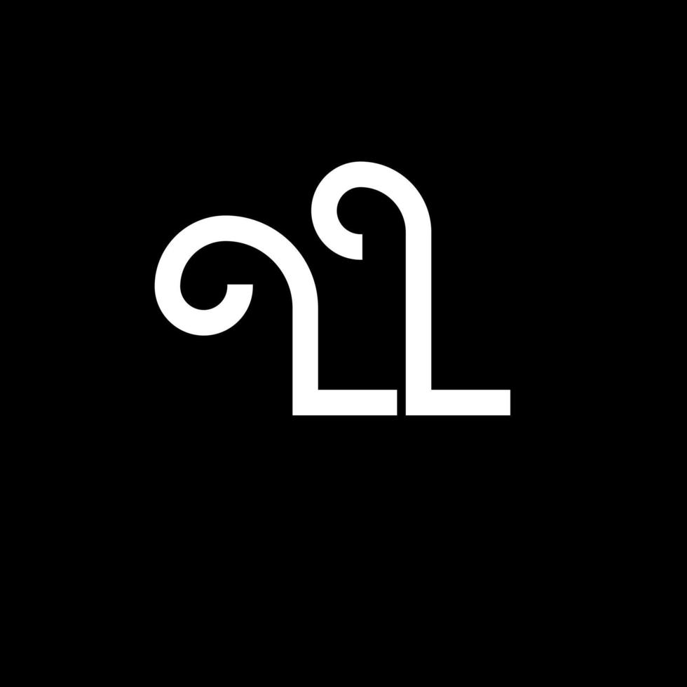 ll bokstavslogotypdesign. initiala bokstäver ll logotypikon. abstrakt bokstav ll minimal logotyp formgivningsmall. ll bokstavsdesignvektor med svarta färger. ll logotyp vektor