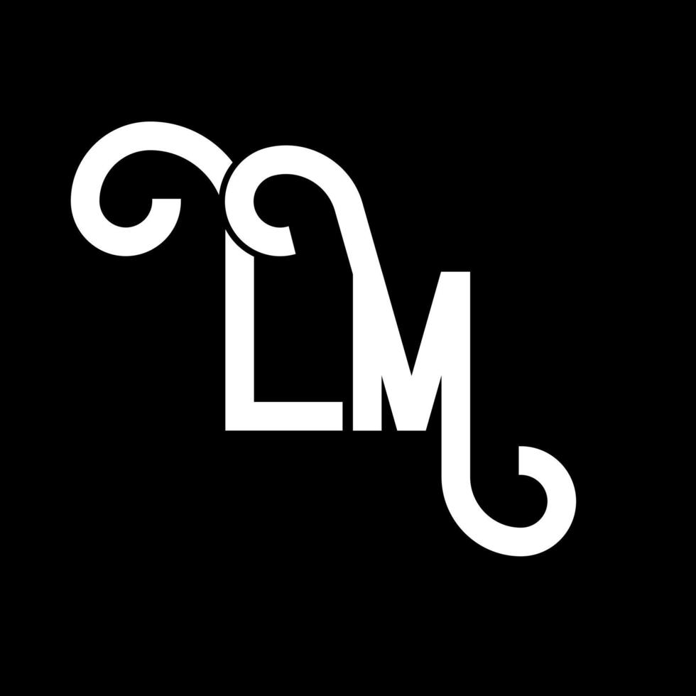 lm brev logotyp design. initiala bokstäver lm logotyp ikon. abstrakt bokstav lm minimal logotyp formgivningsmall. lm brev design vektor med svarta färger. lm logotyp