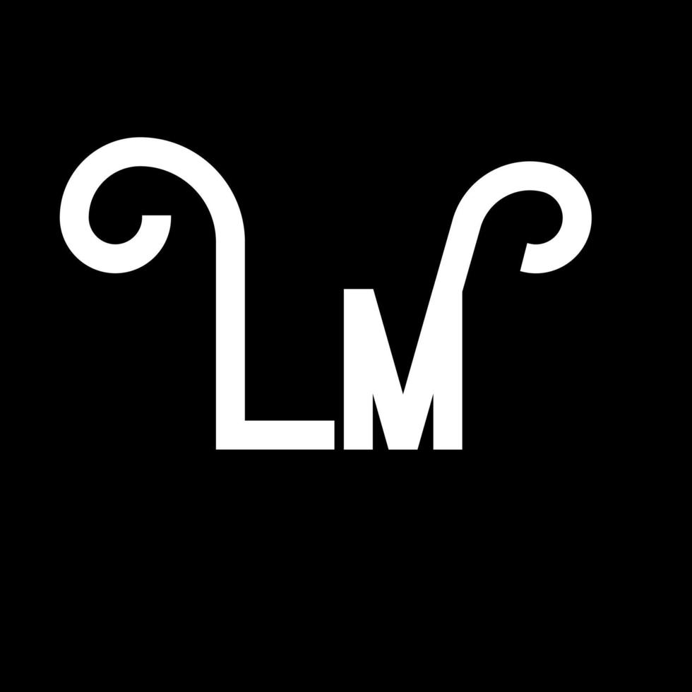 lm brev logotyp design. initiala bokstäver lm logotyp ikon. abstrakt bokstav lm minimal logotyp formgivningsmall. lm brev design vektor med svarta färger. lm logotyp