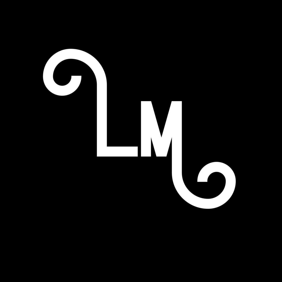 lm brev logotyp design. initiala bokstäver lm logotyp ikon. abstrakt bokstav lm minimal logotyp formgivningsmall. lm brev design vektor med svarta färger. lm logotyp