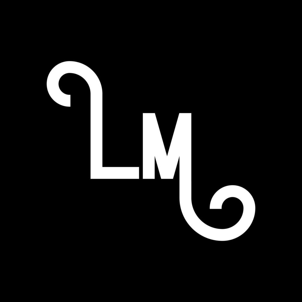 lm brev logotyp design. initiala bokstäver lm logotyp ikon. abstrakt bokstav lm minimal logotyp formgivningsmall. lm brev design vektor med svarta färger. lm logotyp