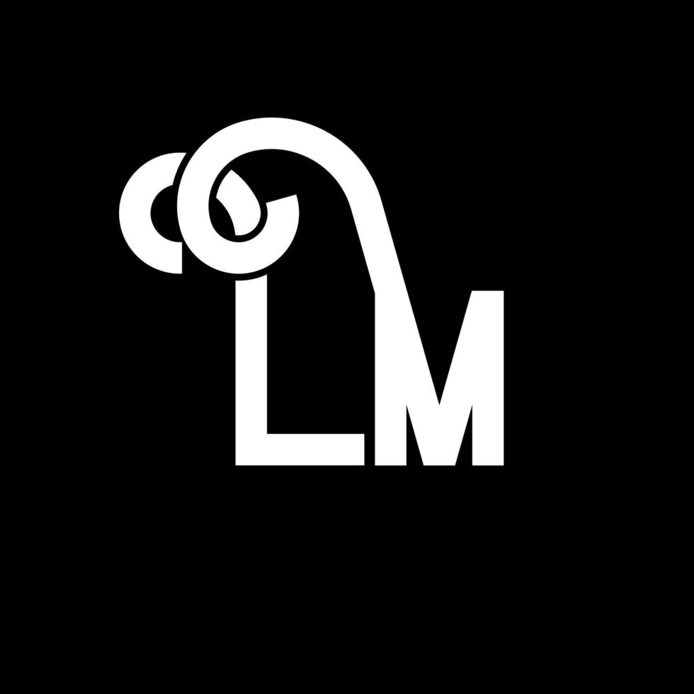 lm brev logotyp design. initiala bokstäver lm logotyp ikon. abstrakt bokstav lm minimal logotyp formgivningsmall. lm brev design vektor med svarta färger. lm logotyp