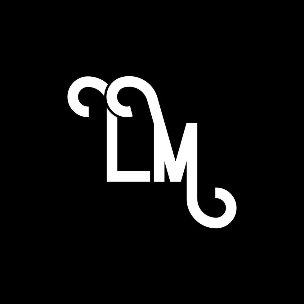 lm brev logotyp design. initiala bokstäver lm logotyp ikon. abstrakt bokstav lm minimal logotyp formgivningsmall. lm brev design vektor med svarta färger. lm logotyp