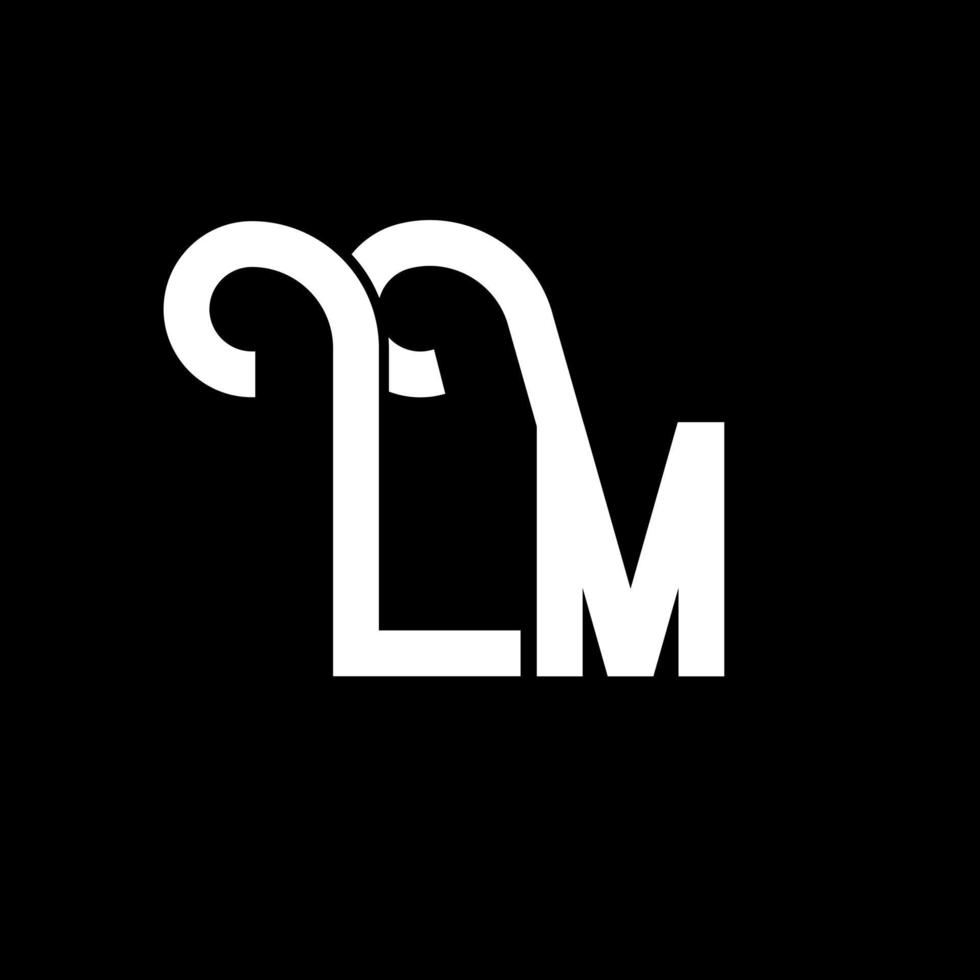 lm brev logotyp design. initiala bokstäver lm logotyp ikon. abstrakt bokstav lm minimal logotyp formgivningsmall. lm brev design vektor med svarta färger. lm logotyp