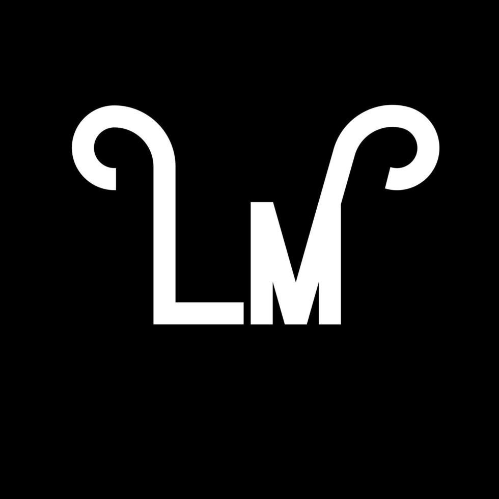 lm brev logotyp design. initiala bokstäver lm logotyp ikon. abstrakt bokstav lm minimal logotyp formgivningsmall. lm brev design vektor med svarta färger. lm logotyp