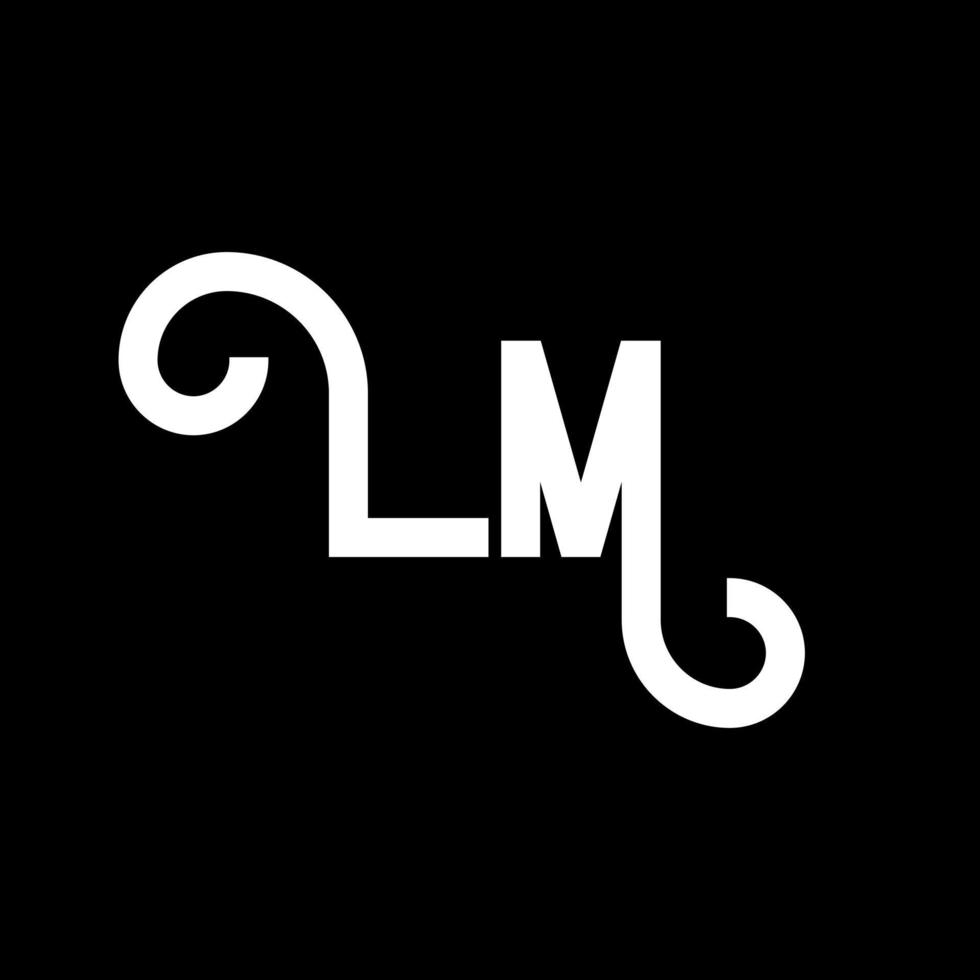 lm brev logotyp design. initiala bokstäver lm logotyp ikon. abstrakt bokstav lm minimal logotyp formgivningsmall. lm brev design vektor med svarta färger. lm logotyp