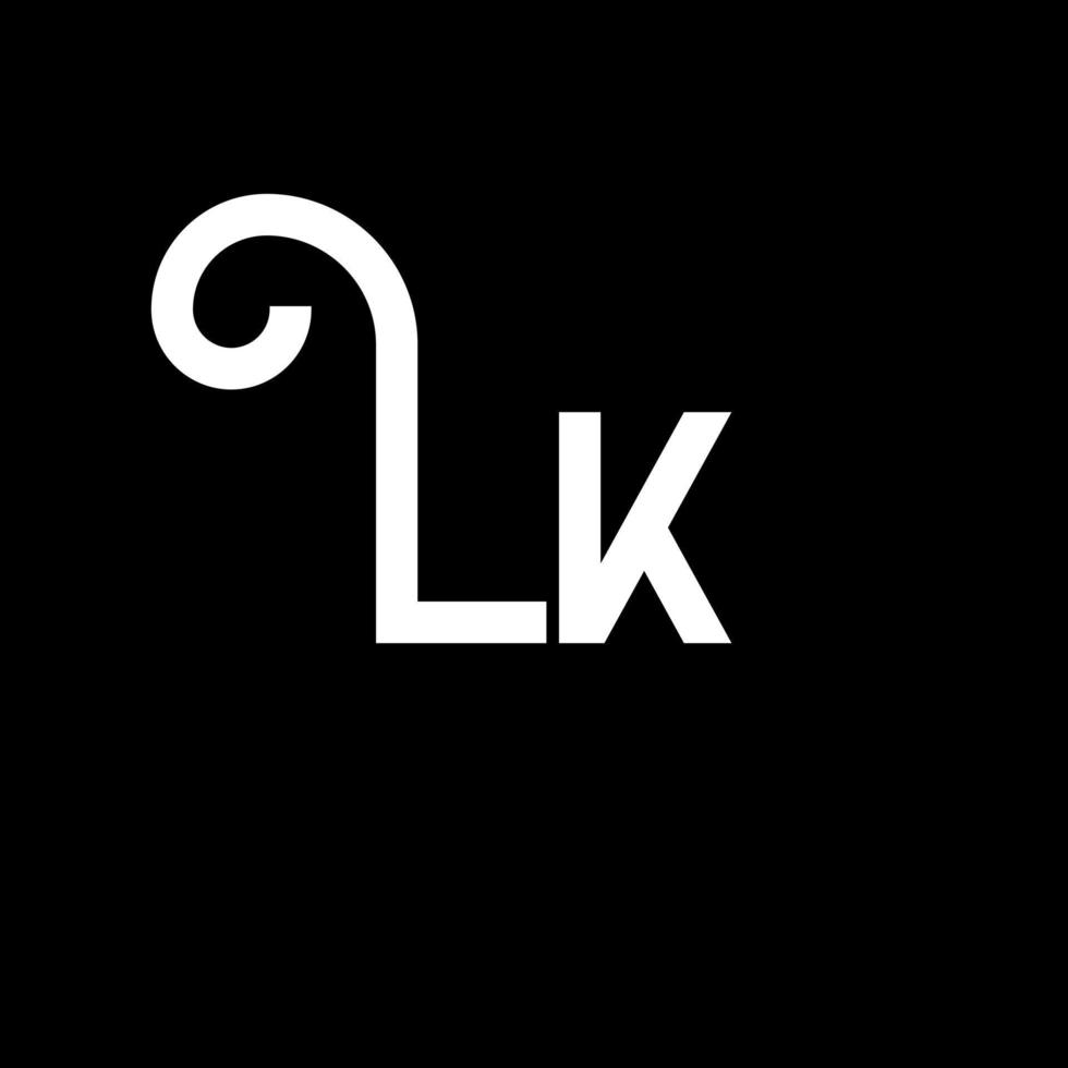 lk bokstavslogotypdesign. initiala bokstäver lk logotyp ikon. abstrakt bokstav lk minimal logotyp formgivningsmall. lk brev design vektor med svarta färger. lk logotyp