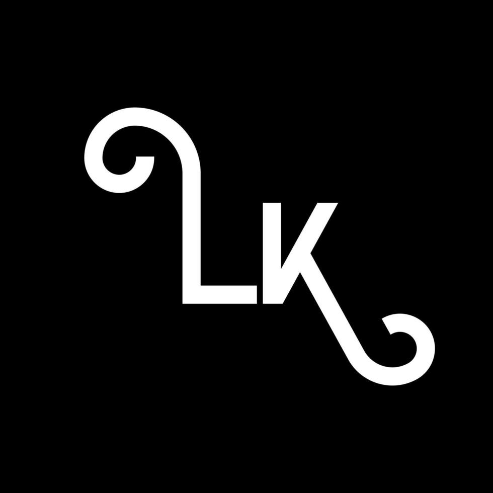 lk bokstavslogotypdesign. initiala bokstäver lk logotyp ikon. abstrakt bokstav lk minimal logotyp formgivningsmall. lk brev design vektor med svarta färger. lk logotyp